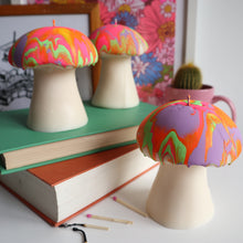 Load image into Gallery viewer, Psychedelic Trippy Neon Mushroom Candle