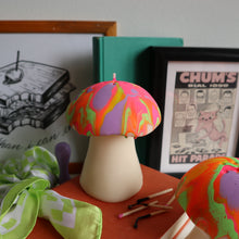 Load image into Gallery viewer, Psychedelic Trippy Neon Mushroom Candle