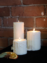 Load image into Gallery viewer, Cream Drip Pillar Candles - Set of Three