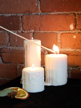 Load image into Gallery viewer, Cream Drip Pillar Candles - Set of Three