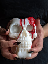 Load image into Gallery viewer, Large Bleeding Skull Candle / Red Blood Drip Candle Red