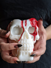 Load image into Gallery viewer, Large Bleeding Skull Candle / Red Blood Drip Candle Red