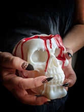 Load image into Gallery viewer, Large Bleeding Skull Candle / Red Blood Drip Candle Red