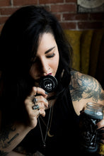Load image into Gallery viewer, Grey Glass Spell Candle / Skull Glass Jar Candle / Memento Mori Coffee and Pumpkin Spice Scent