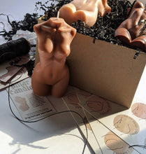 Load image into Gallery viewer, LARGE Body Candle Trio / Venus Goddess Woman Candle Gift Box / Three Female Bust Candles in Skin Tones