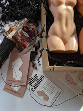 Load image into Gallery viewer, LARGE Body Candle Trio / Venus Goddess Woman Candle Gift Box / Three Female Bust Candles in Skin Tones