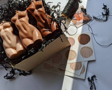 Load image into Gallery viewer, LARGE Body Candle Trio / Venus Goddess Woman Candle Gift Box / Three Female Bust Candles in Skin Tones