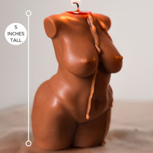 Load image into Gallery viewer, LARGE Curvy Body Candle Trio 5 inches tall / Fat Venus Goddess Woman Candle Gift Box / Three Female Bust Candles in Skin Tones