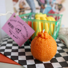 Load image into Gallery viewer, Scented Fruit Candles / Basket of Fruit Shaped Candles: Banana Orange Pear Peach