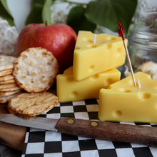 Load image into Gallery viewer, Cheese Shaped Candle / Swiss Cheese Triangle Candle / Charcuterie Board Cheese Lover Hostess gift