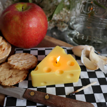 Load image into Gallery viewer, Cheese Shaped Candle / Swiss Cheese Triangle Candle / Charcuterie Board Cheese Lover Hostess gift