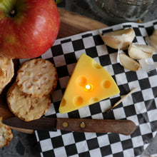 Load image into Gallery viewer, Cheese Shaped Candle / Swiss Cheese Triangle Candle / Charcuterie Board Cheese Lover Hostess gift