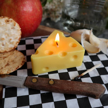 Load image into Gallery viewer, Cheese Shaped Candle / Swiss Cheese Triangle Candle / Charcuterie Board Cheese Lover Hostess gift