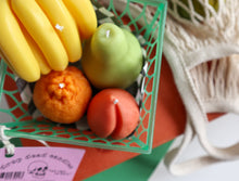 Load image into Gallery viewer, Scented Fruit Candles / Basket of Fruit Shaped Candles: Banana Orange Pear Peach