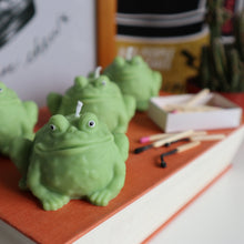Load image into Gallery viewer, Frog Candle / Two Small Green Frog Toad Shaped Candles for Frog Lovers Gift