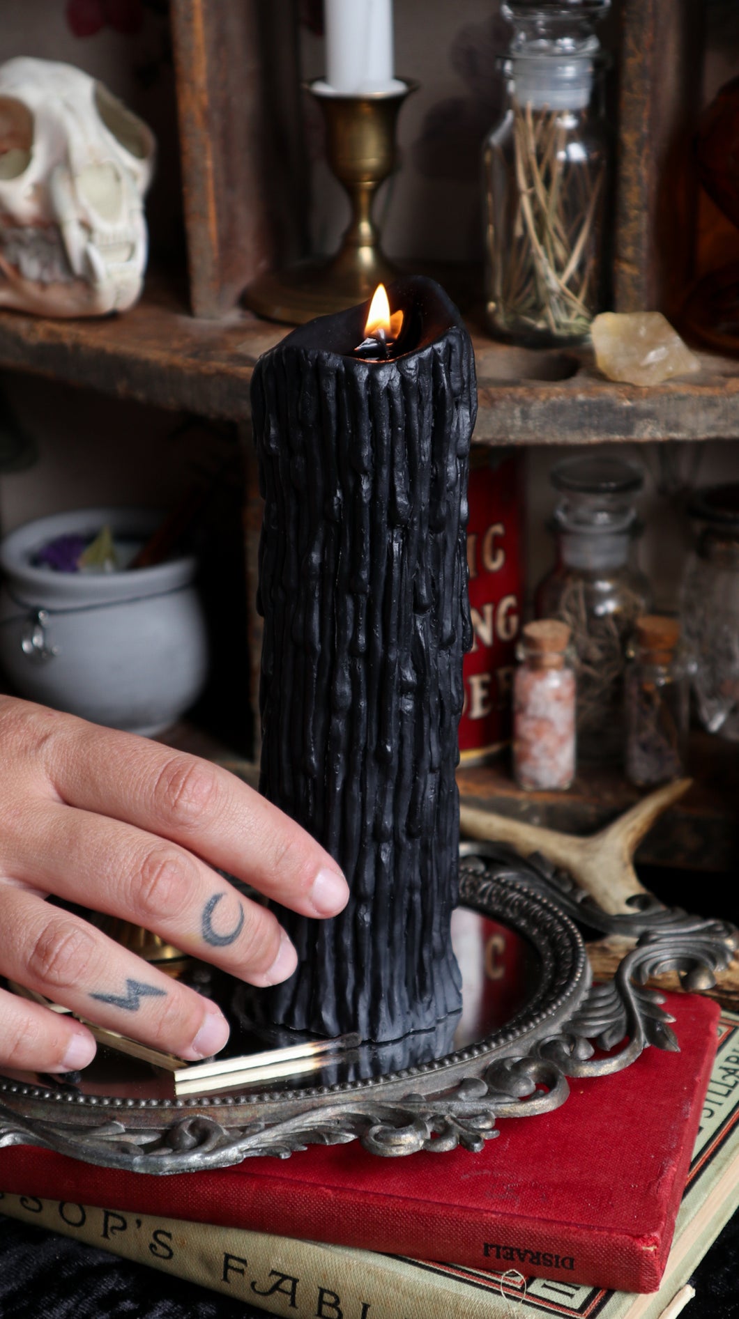 Drip Pillar Candle - Black or Cream