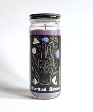 Load image into Gallery viewer, Purple Halloween Spell Candle / Glass Jar Candle / Spiritual Advisor Lilac and Lavender Scent
