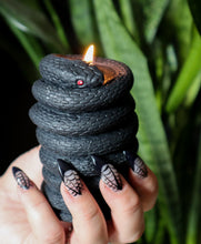 Load image into Gallery viewer, Snake Candle / Witch Halloween Snake Candles in Black Purple or Green
