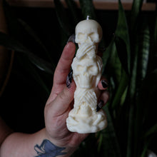 Load image into Gallery viewer, Skull Candle Stack / Halloween Spooky Skull Candle Decor
