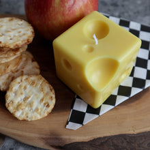 Load image into Gallery viewer, Cheese Candle / Swiss Cheese Shaped Square Candle / Charcuterie Board Cheese Lover Hostess gift
